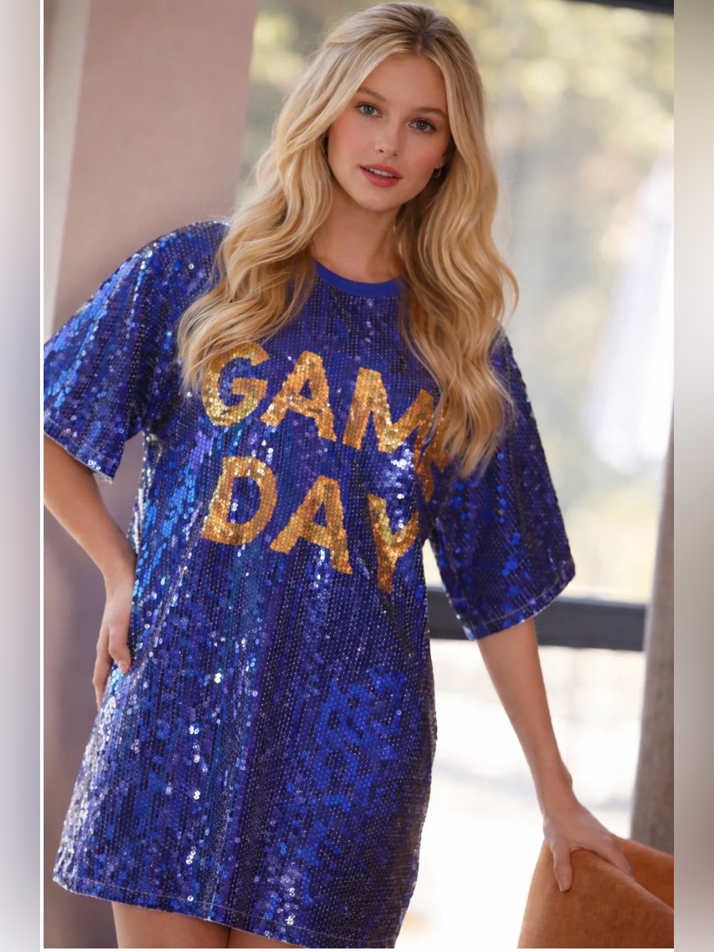 Main Strip Sequin Game Day Tunic